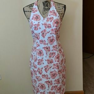 PINK/WHITE HALTER DRESS SIZE 5